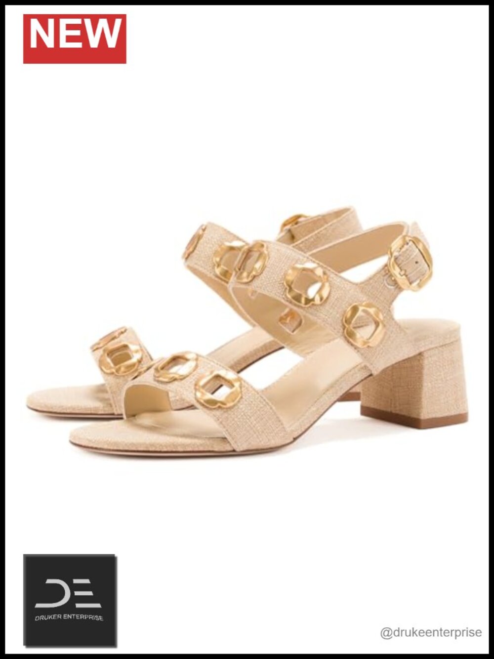 YDN Women's Chunky Heel Open Toe Sandals Dressy Low Heels Vegan Leather